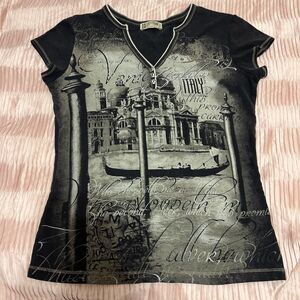 Blue Canyon Clothing Black Y2K Graphic Short Sleeves T-Shirt Size Small USA